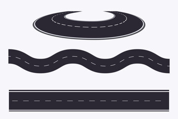 3d winding road on a white isolated background. Road way location infographic template, simple curved road vector illustration © skilleddesigner90
