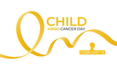 Vector graphic of International Childhood Cancer day is observed every year on February 15. Realistic ribbon with child and stethoscope Banner poster, flyer and background design. Vector illustration.