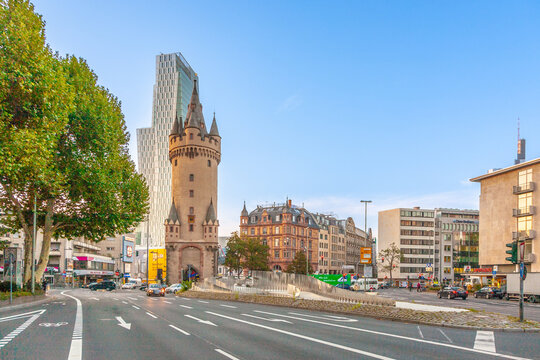 Eschenheimer turm  in Frankfurt, Germany. The tower was a city gate part of the medieval fortifications of Frankfurt and is a landmark of the city.