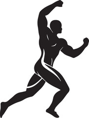 A black and white wrestling logo type silhouette design