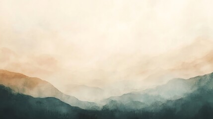 Fototapeta premium Serene mountain landscape with soft pastel colors and misty atmosphere.