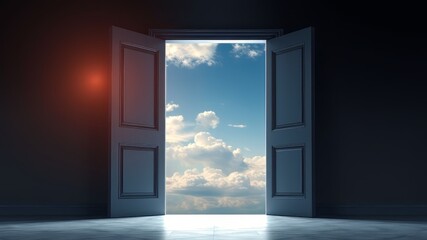 Open Door to Clear Sky - 3D Banner Illustration