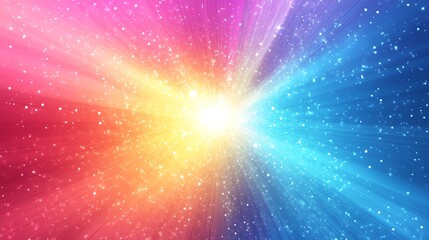 Vibrant abstract background with colorful light bursts and sparkles.