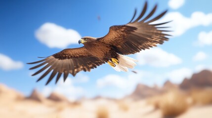Majestic Bird Soaring Through Bright Blue Sky with Wings Outstretched Capturing Freedom and Grace in a Beautiful Natural Outdoor Setting