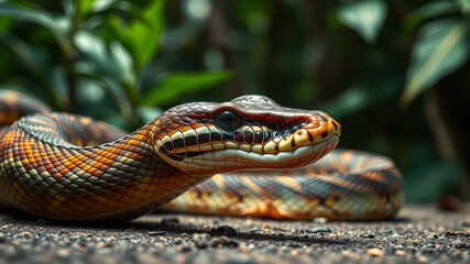 Fototapeta premium Shedding Serpent Skin: Thai Jungle Beauty, Intricate Scales, Freshly Shed
