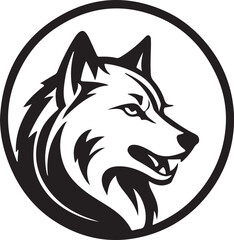 A black and white fox logo type silhouette design