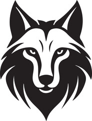 A black and white fox logo type silhouette design