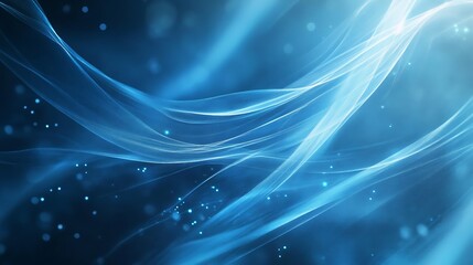 Abstract Blue Waves Glowing With Light Particles