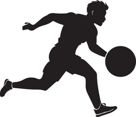 A black and white basketball logo type silhouette design