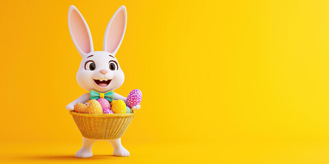 A Digital Ad For "Happy Easter" On A Social Media Platform Or A Banner For Web Design Or Print Poster Template Or Easter Promotion, With Large Copy Space.