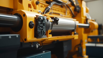 Close-Up of a Vibrant Extruder Machine Section