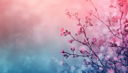 Delicate Pink Blossoms Against A Soft Blue Background