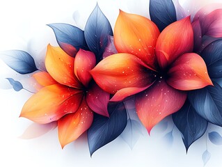 Vibrant geometric flowers blooming in a symphony of colors, white background, organic geometry, floral elegance, vector graphic, simple animated design, geometric 