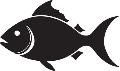 A black and white fish logo type silhouette design