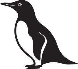 A black and white penguin logo type silhouette design