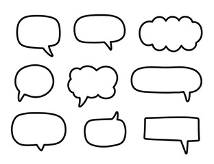 Chat Speech Bubble Message Text Cloud Shapes Set