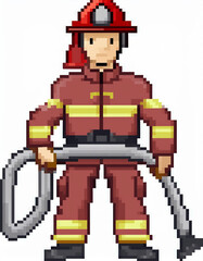 Pixel Art Style Firefighter Portrait