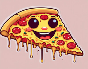 Pixel Art Pizza Slice Mascot with Cheesy Smile