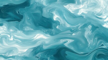 Obraz premium Abstract Teal and White Swirling Paint Design