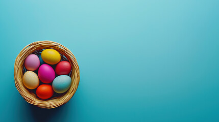 A Digital Ad For "Happy Easter" On A Social Media Platform Or A Banner For Web Design Or Print Poster Template Or Easter Promotion, With Large Copy Space.