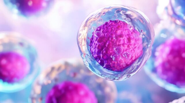 cell biology animation, virus macro shot, fluctuating and floating organic structure, intermolecular, science