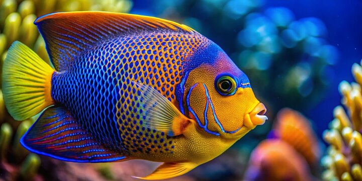 Macro Photography: Stunning Sta Isabel Angelfish, Vibrant Reef Fish, Close-up Detail, Underwater World, Tropical Fish, Aquatic Life, Ocean Beauty
