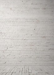 Obraz premium Wide-angle shot of a white brick wall with a subtle pattern creating a sense of calmness and serenity, subtle pattern, white brick wall wide-angle, abstract design.