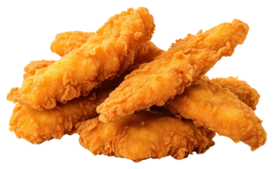 PNG Crispy fried chicken strips food white background croquette.