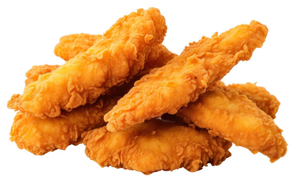 PNG Crispy fried chicken strips food white background croquette. - Powered by Adobe