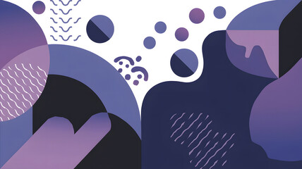 Naklejka premium An abstract artwork with a combination of geometric and organic shapes in shades of blue and purple.