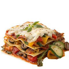 Obraz premium homemade vegetarian veggie lasagna on transparent background