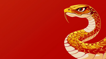 Obraz premium Artistic Golden Snake on Red Background