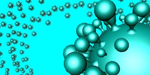 Abstract Molecular virus Structures in a Vibrant Blue