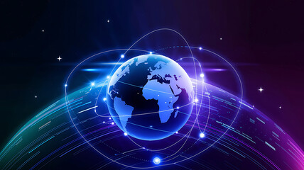 Fototapeta premium Global Connectivity A Futuristic Representation of the Earth's Digital Network