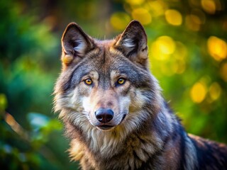 Obraz premium Majestic Alpha Wolf in Wild Nature Background - Candid Wildlife Photography