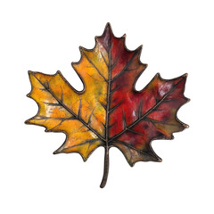 Fototapeta premium Vibrant Maple Leaf with Red and Yellow Autumn Colors on White Background