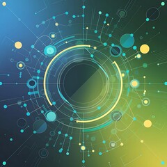 Obraz premium Flat style geometric abstract background round dots or circle connections on color background technology network concept