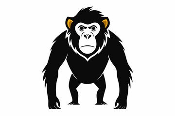 Elegant Chimpanzee Silhouettes, Chimpanzee Silhouette Series, Exploring Chimpanzee Forms-black and white illustration, Chimpanzee Silhouette, Chimpanzee monkey silhouette vector