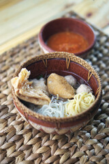 Malang Meatballs Served in a Rustic Bowl on a Water Hyacinth Woven Mat