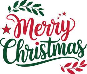 Merry Christmas day text calligraphy vector style white Background