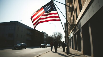 USA flag. American flag. American flag blowing in the wind