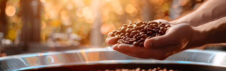 A Hands-On Moment of Coffee Beans and Their Perfect Placement.