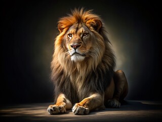 Majestic Lion King in Darkness: Minimalist Profile Photography, Dark Wildlife, Powerful Animal Portrait, Regal Lion Image