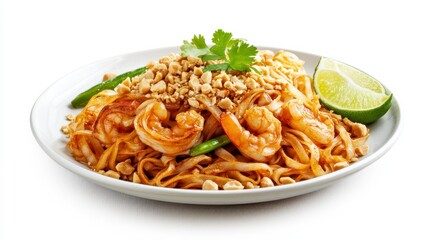 Thai Dish with Lime and Crushed Peanuts on Plate
