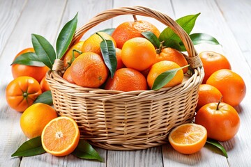 oranges-and-tangerines-in-a-wicker-basket