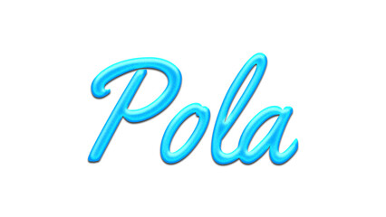 Glowing blue effect of name Pola on white background.	