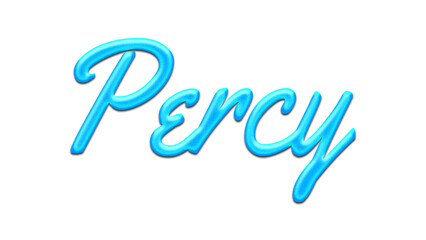 Glowing blue effect of name Percy on white background.	