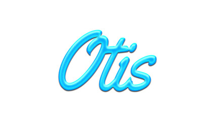 Glowing blue effect of name Otis on white background.	