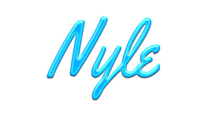 Glowing blue effect of name Nyle on white background.	