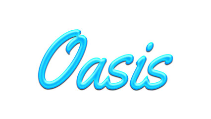 Glowing blue effect of name Oasis on white background.	